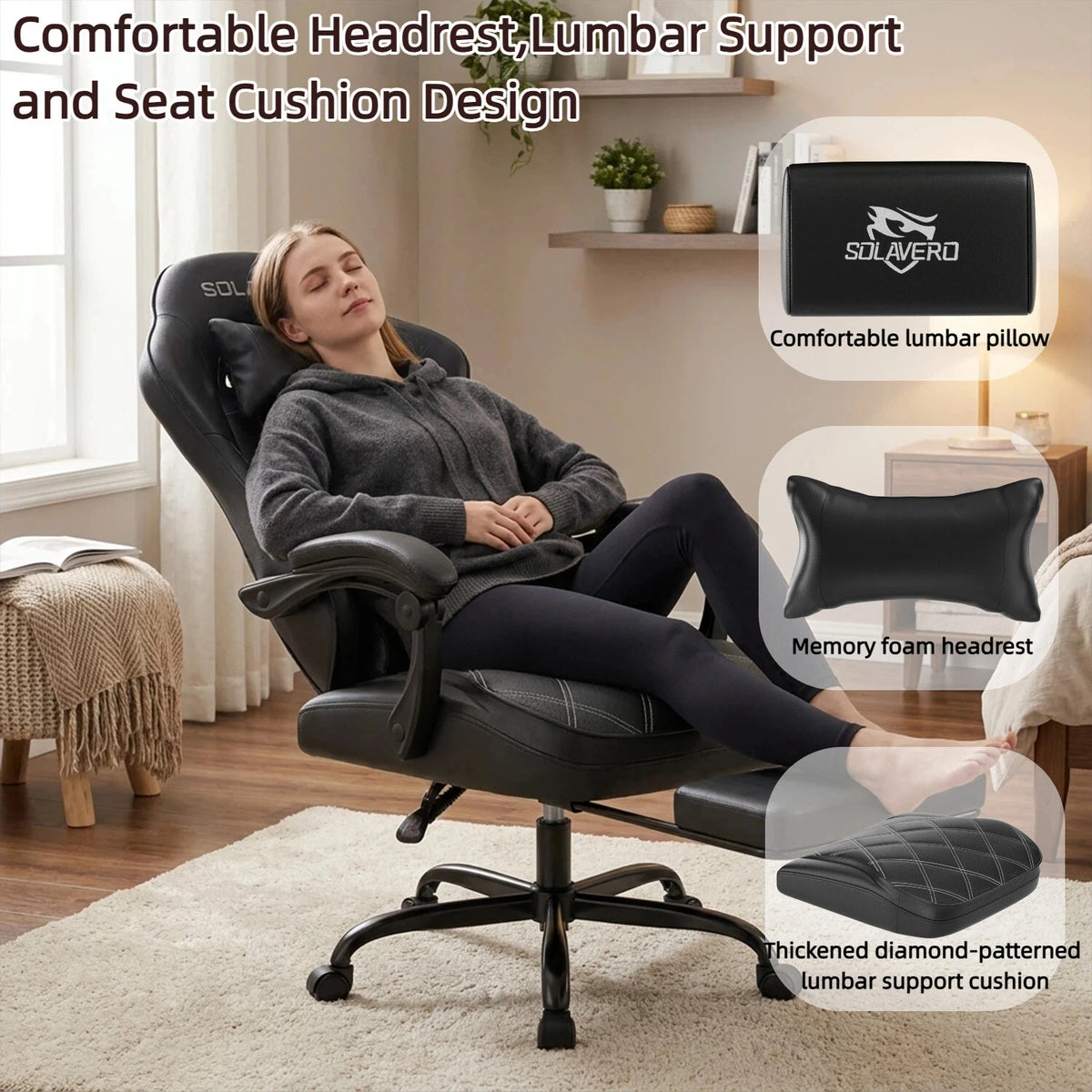 Massage Gaming Chair, Office Chair with Comfortable Velour Upholstery, Height-adjustable Gaming Chair, Ergonomically Designed, Featuring A 360° Swivel Seat & Headrest