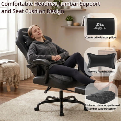 Massage Gaming Chair, Office Chair with Comfortable Velour Upholstery, Height-adjustable Gaming Chair, Ergonomically Designed, Featuring A 360° Swivel Seat & Headrest