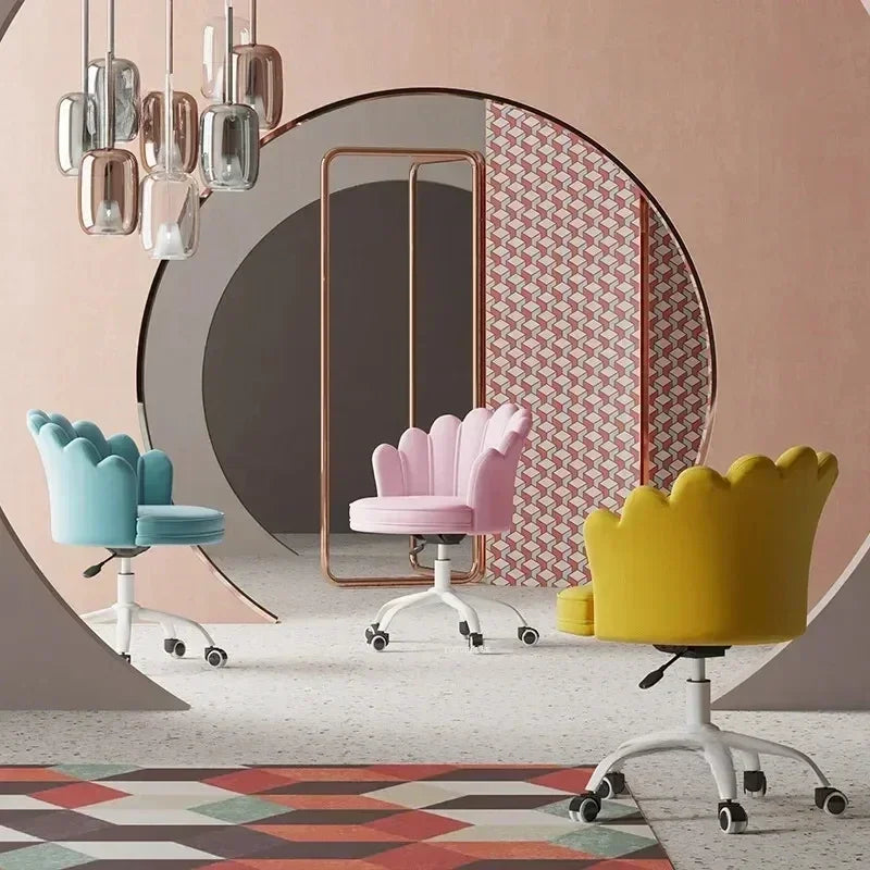 Nordic Fabric Petal Office Chairs For Student Study Desk Chair Creative Lift Backrest Computer Chair Home Bedroom Gaming Chairs