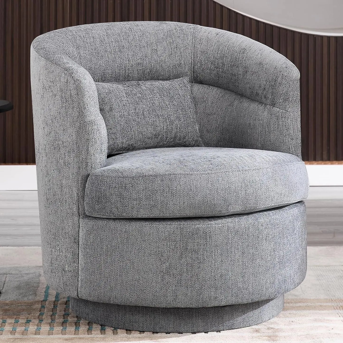 360° Swivel Barrel Chair Set 2 Comfy Upholstered Armchair with Pillow Living Room Bedroom Reading, Customized
