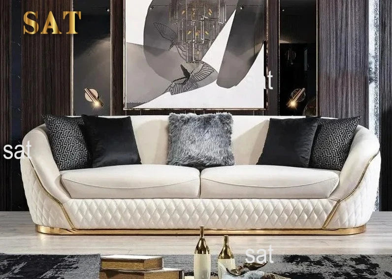 European velvet sofa modern simple size apartment living room Light luxury leather straight-row sofa combination