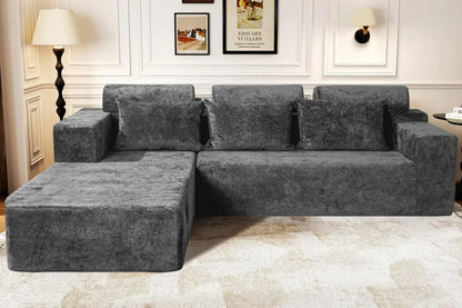 Cloud Sectional Couch L-Shape Chaise, Modern, Deep Seat, Modular Sofa for Living Room, Bedroom, Comfortable Couches