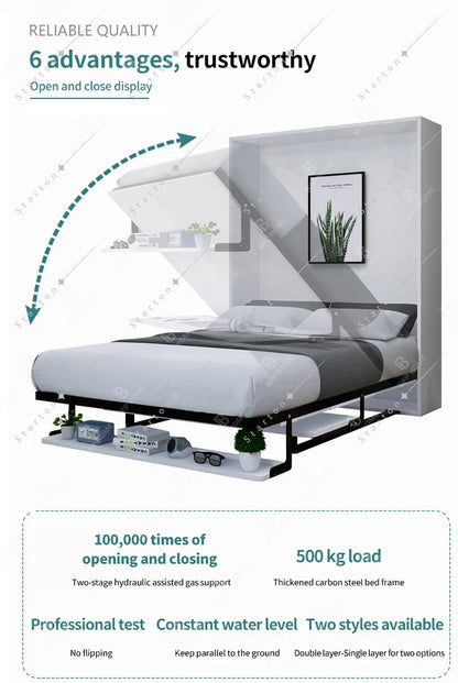 High Quality Modern Style Murphy Wall Bed Intimate Integrated Design Multi Function Vertical Rotating Murphy Bed for Apartment