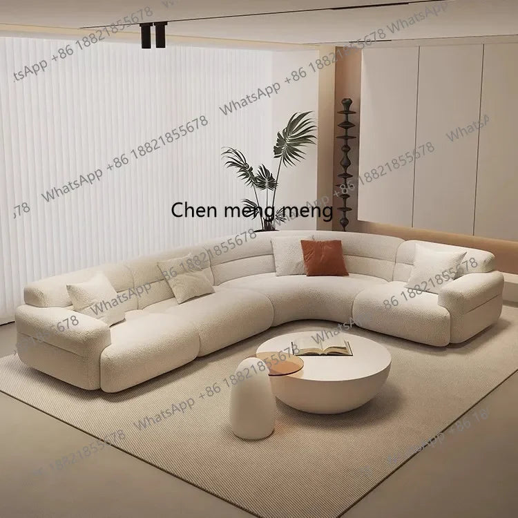 B456 Minimalist new fan-shaped large flat-layer curved sofa customized left and right concubine lamb wool large apartment