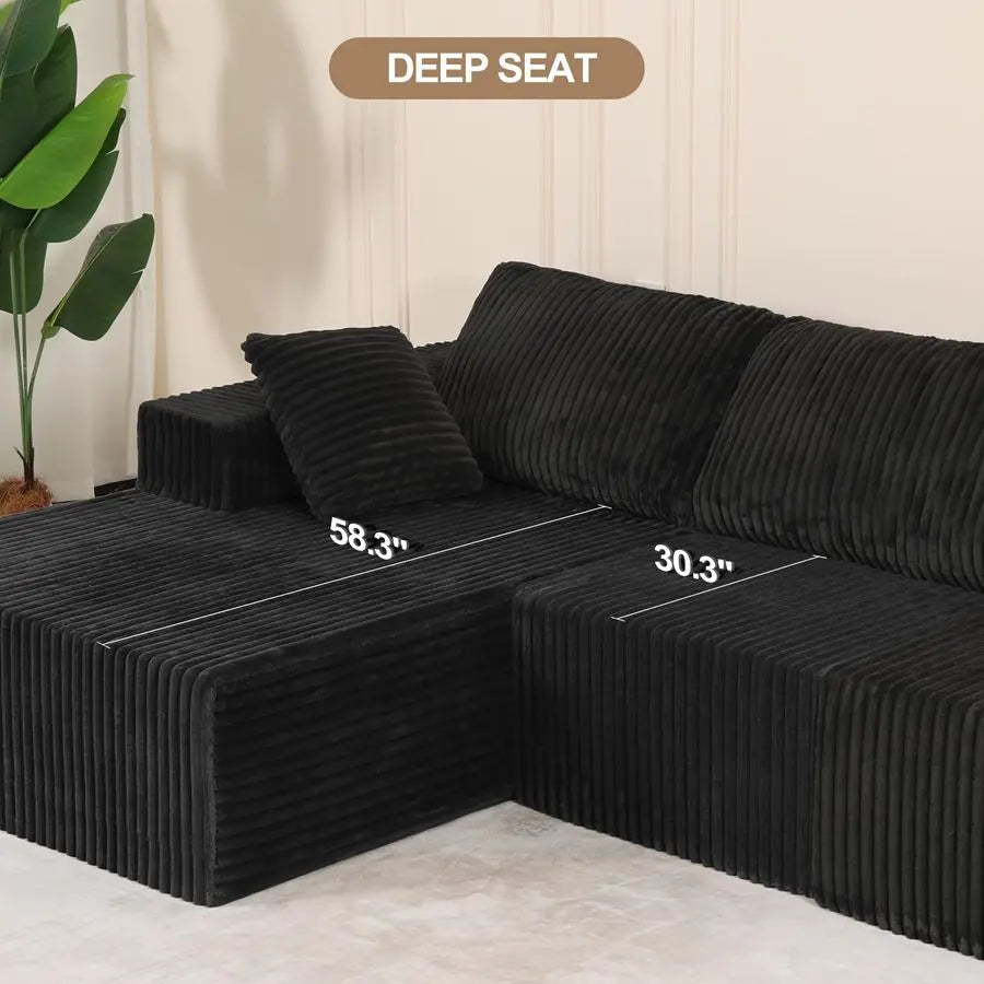 L Shaped Modular Boneless Sectional Couches for Living Room, Wide Armrest, Deep Seat, Memory Foam, Assembly Free, Modern Comfy