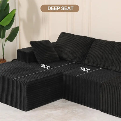 L Shaped Modular Boneless Sectional Couches for Living Room, Wide Armrest, Deep Seat, Memory Foam, Assembly Free, Modern Comfy