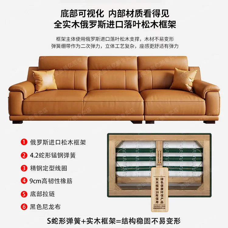 New European-style simple leather sofa wedding room new house light luxury small apartment high-end leather sofa straight row
