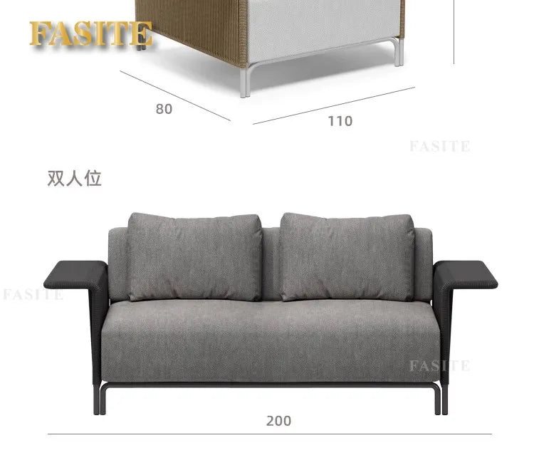 Outdoor Sofa Rattan Courtyard Garden Waterproof and Sunscreen Villa Sofa Simple Combination Rattan Furniture