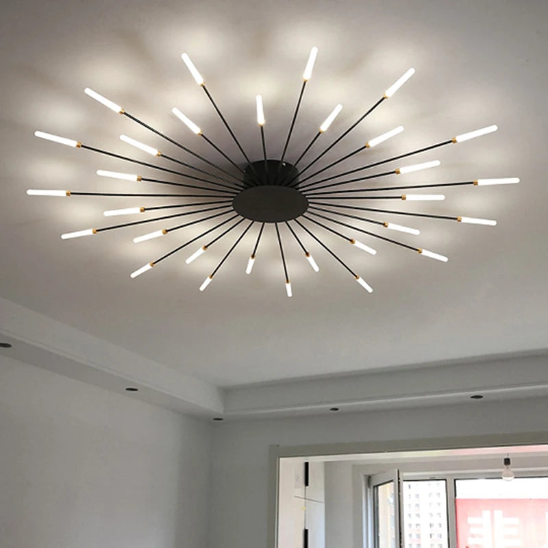 Living Room Light LED Ceiling Lamp Modern Indoor Lighting Acrylic Nordic Creative Fan-shaped Bedroom Fixture Home Decor Kid Room