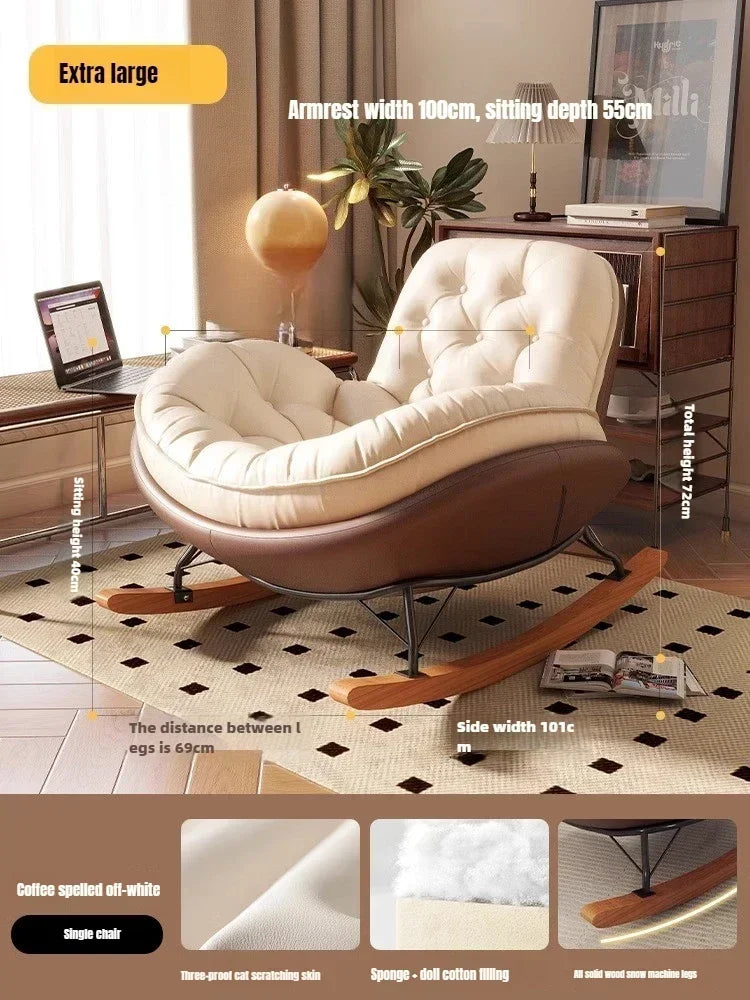 Lazy Sofa Rocking Chair Reclining Sleepable Bedroom Single Recliner Home Balcony Leisure Chair Tatami Seat  Floor Chair