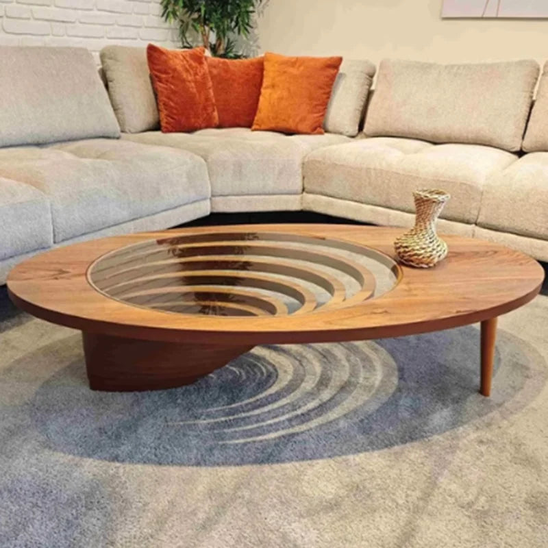 Table basse marron de Style moderne, bois naturel, gain de place, Tables basses de luxe uniques, meubles Per La Casa Saldi