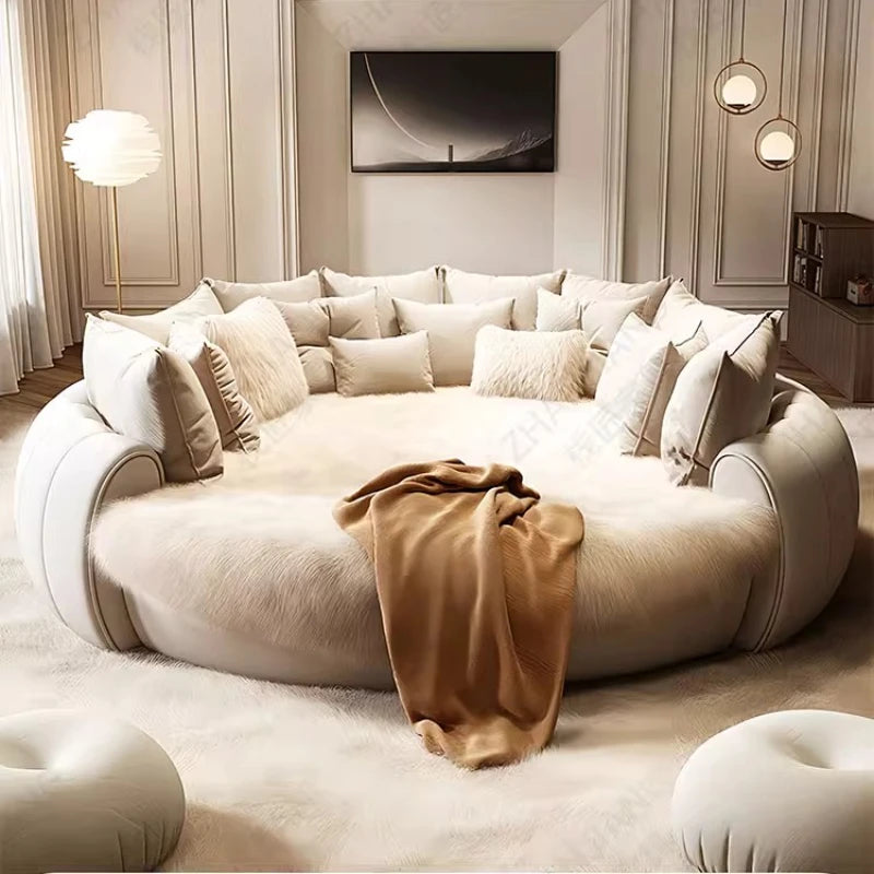 Round Confortable Bed Aesthetics Quality King Size Apartment Unique Bed Frame Modern Wedding Cama De Casal Bedroom Furniture