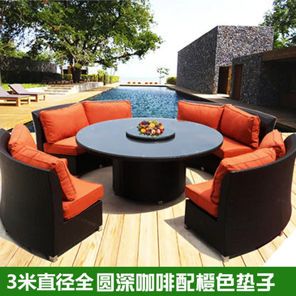 Outdoor circular rattan combination hotel curved living room sofa