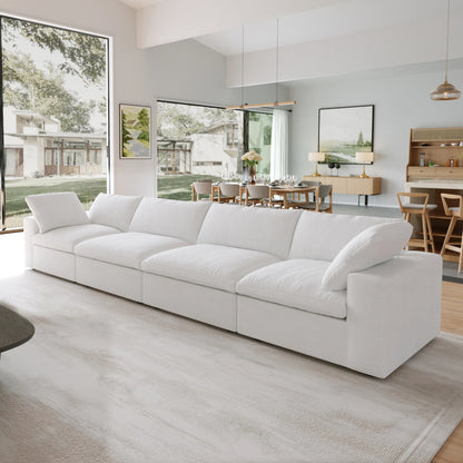 Living room inventory washable modern U-shaped 4-seat family white cloud modular combination sofa set