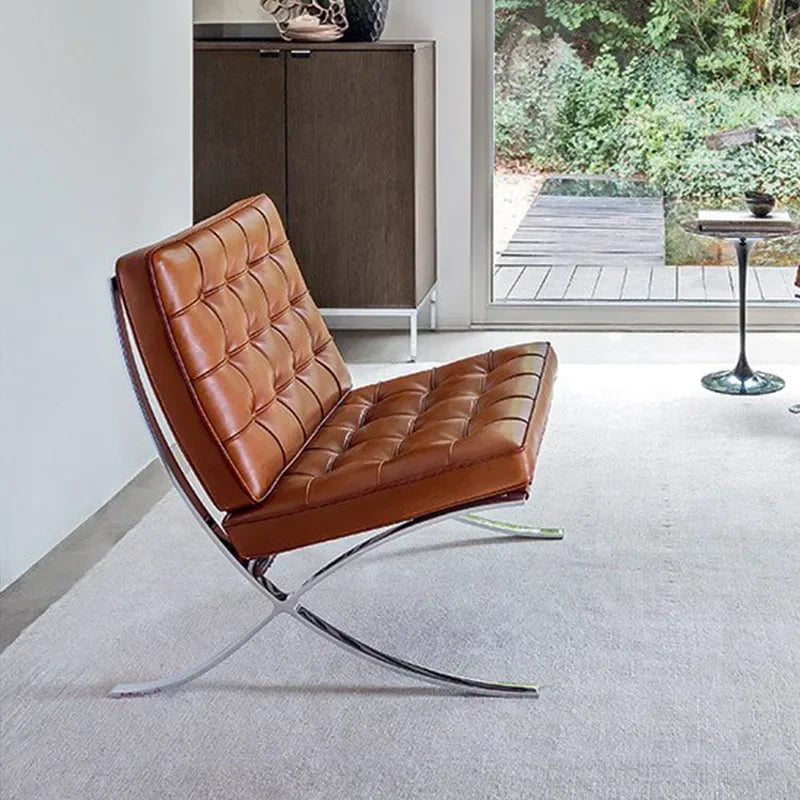 Chair Minimalist Leather Small Apartment Living Room Balcony Lounge Chair Modern Light Luxury Single Sofa Leisure