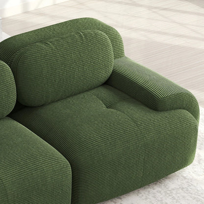 82'' Corner Sofa in Soft Cord Fabric, Modular Combined with Curved Armrests, Without Mounting, Highly Elastic Foam Upholstery