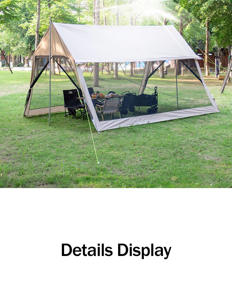 210D Outdoor 6-10p family camping anti-mosquito large canopy Portable folding tent sun protection waterproof beach park pergola