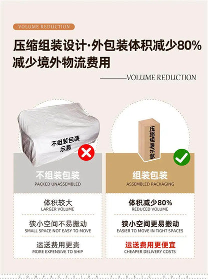 French Cream Color Fabric Compressed Sofa Living Room Straight Italian Minimalist Vacuum Sofa Packaging Home Furniture