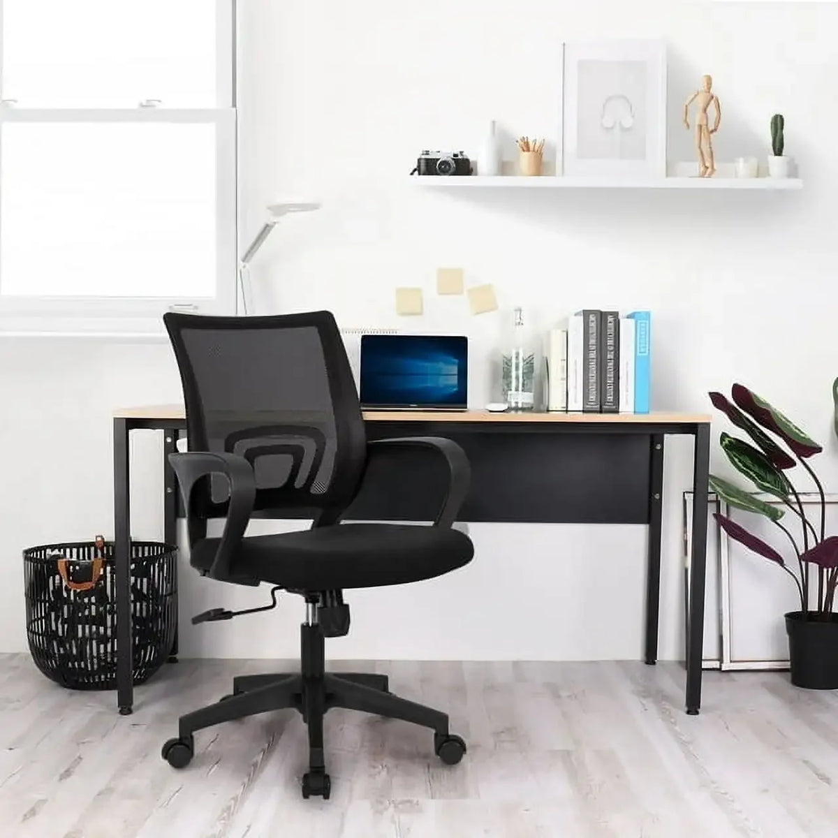 Ergonomic Office Chair, Lumbar Support, Adjustable Height with Armrests for Adults (Black)