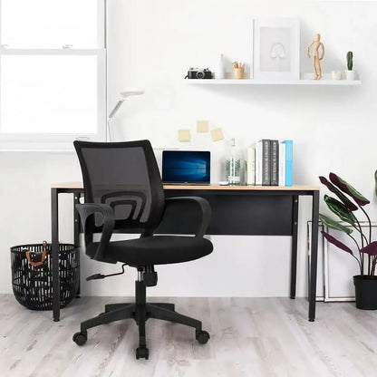 Ergonomic Office Chair, Lumbar Support, Adjustable Height with Armrests for Adults (Black)