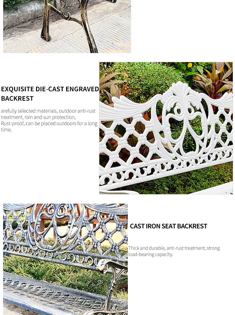 Hot Sales Cast Iron Outdoor Park Street Bench Seat Durable Metal Garden Bench