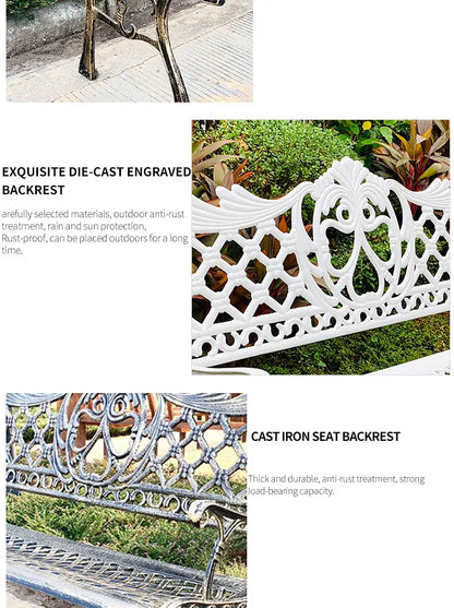 Hot Sales Cast Iron Outdoor Park Street Bench Seat Durable Metal Garden Bench