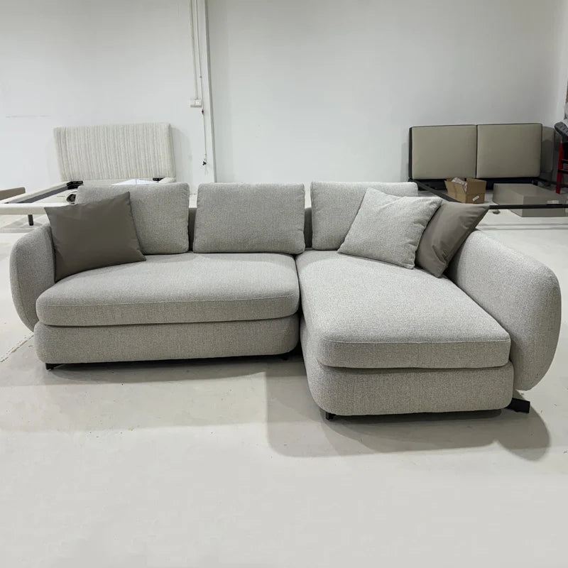 Modern Space Saving Living Room Couch Linen Fabric Sectional Corner Sofa