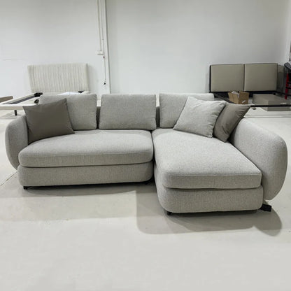 Modern Space Saving Living Room Couch Linen Fabric Sectional Corner Sofa