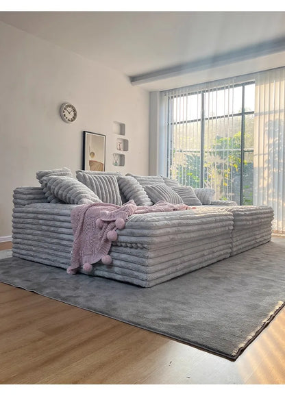 Minimalist thick velvet compression sofa bed fabric lazy sofa can lie down and sleep living room large apartment villa shadow