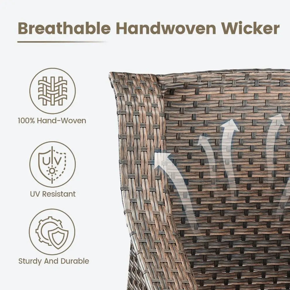 Outdoor Wicker Sofa Patio Couch - Heavy Duty Outside Resin Rattan Lawn Sofas for Front Porch Balcony Backyard