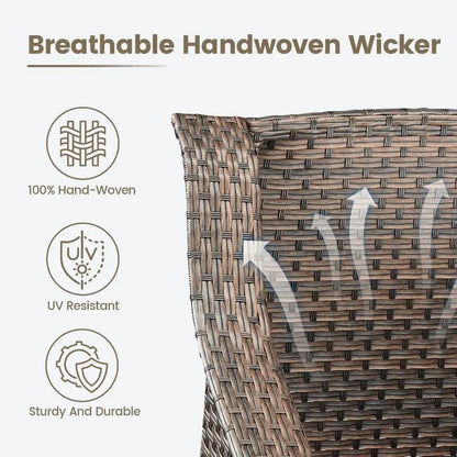 Outdoor Wicker Sofa Patio Couch - Heavy Duty Outside Resin Rattan Lawn Sofas for Front Porch Balcony Backyard