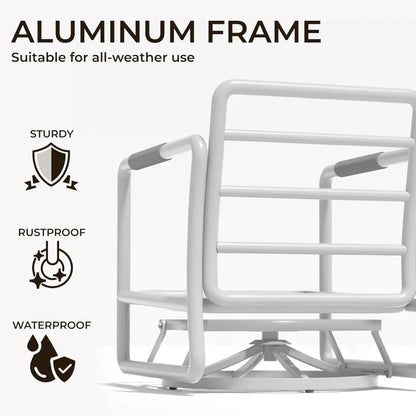 Outdoor Aluminum Patio Furniture Set, 5-Seats Patio Conversation Sofa Set with 2 Swivel Rocking Chairs and 2 Coffee Tables,
