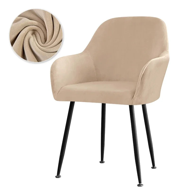 Thick Velvet Chair Covers Plush Fleece High Arm Chair Cover Elastic Slipcover All-inclusive Solid Chair Cover