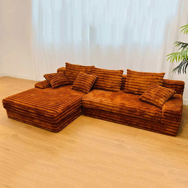 Thick Striped Corduroy Fabric Modern Modular Sectional Sofa Couch Set for Home Living Room Apartment Hotel
