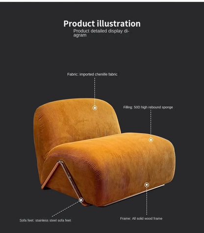 Modular Single Sofa Bedroom Balcony Living Room Leisure Chair Antique Designer Fabric Lazy Sofa Artistic Furniture