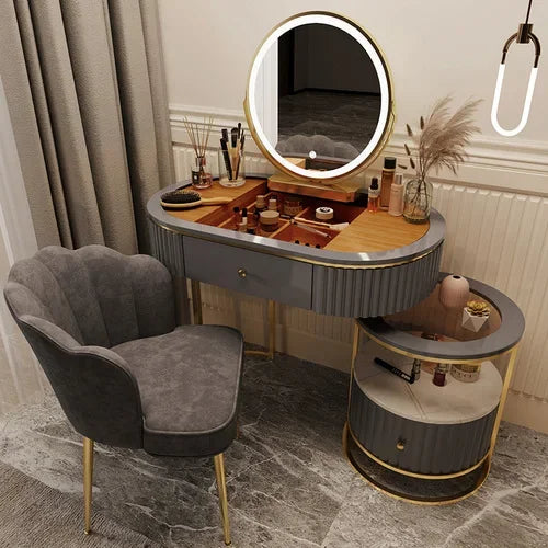 Luxury Charm Dressing Table Luxury Nordic Salon Drawer Nordic Dressing Table Mirror Chair Storage Coiffeuse Furniture Makeup