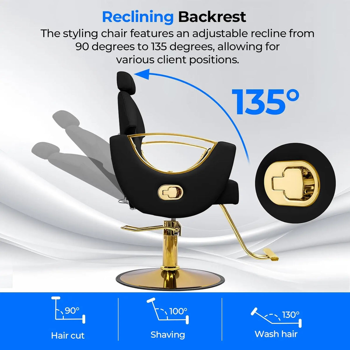 Reclining Barber Chair Styling Hair Chair for Home Barbershop Height Adjustable 360 Swivel Salon Chair for Hair, Customized