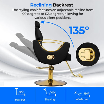 Reclining Barber Chair Styling Hair Chair for Home Barbershop Height Adjustable 360 Swivel Salon Chair for Hair, Customized