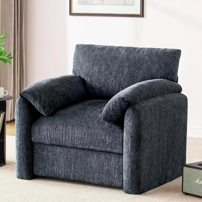 Chenille Oversized Armchair, 38.6" Wide Accent Chairs for Living Room & Bedroom Modern Lounge Chair, Upholstered Mid-Century