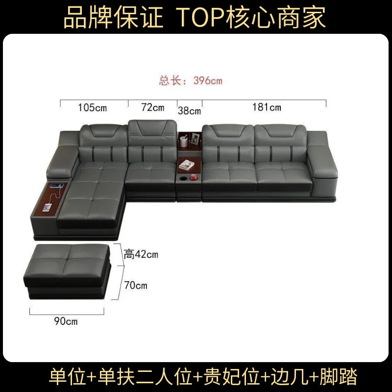 Genuine Leather Luxury Sofas Italian Minimalist Living Room Apartment Sofas Comfortable Straight Chaises De Salon Furnitures