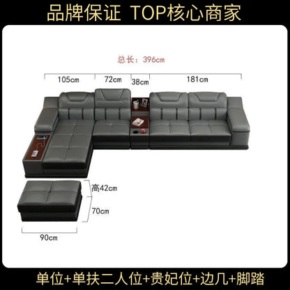 Genuine Leather Luxury Sofas Italian Minimalist Living Room Apartment Sofas Comfortable Straight Chaises De Salon Furnitures