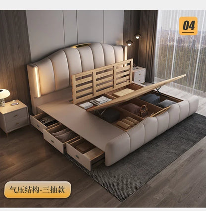 Luxury Frame Double Bed King Size Modern Living Room Frame Double Bed Queen Hotel Princess Cama De Casal Bedroom Furniture