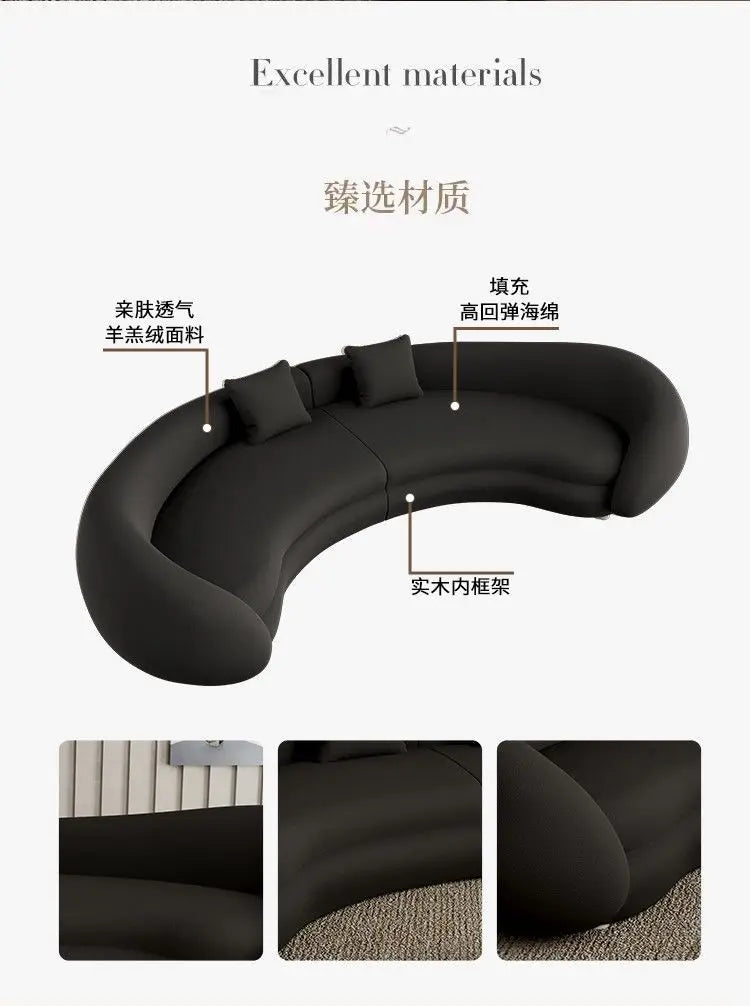 Italian living room small apartment special-shaped designer reception curved sofa