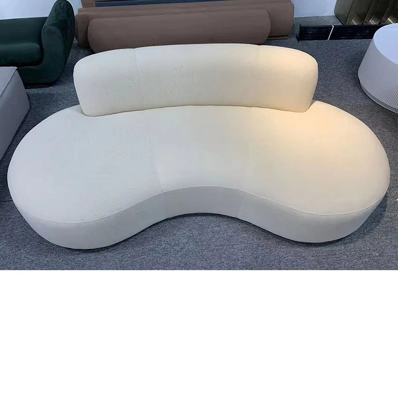 Nouveau canapé rembourré de style italien, minimaliste, pour la réception de bureau, ensemble de canapés avec un design minimaliste crémeux pour les petits salons