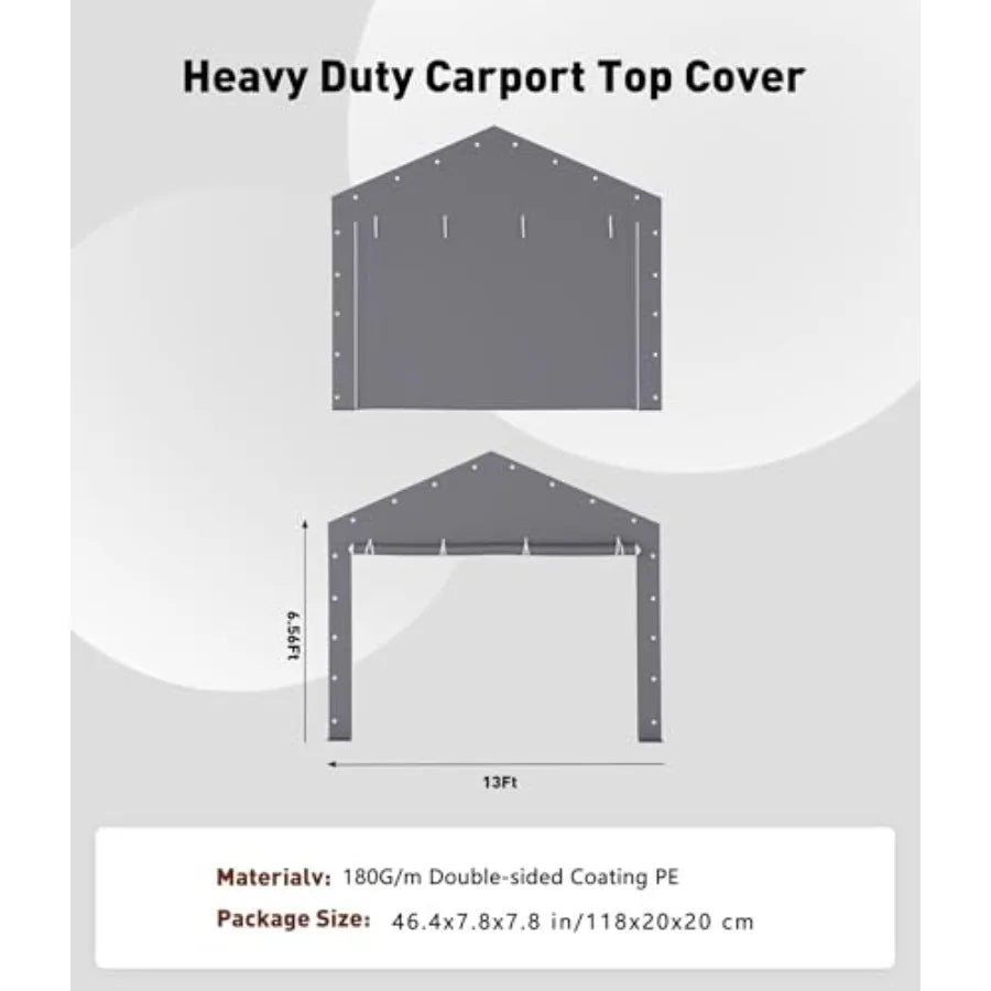 Carport replacement doors for portable garage shelters 180G PE material gray water-resistant zipper roll-up design for 13x2013x
