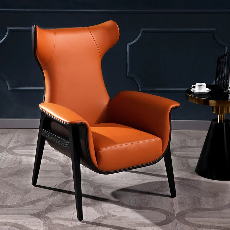 Single sofa chair, modern simple study balcony lazy Internet celebrity live leisure chair, solid wood tiger chair