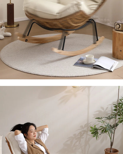 Modern Rocking Lounge Chair for Balcony Woven Rattan Lobster Chair Indoor Swing Seat Comfortable Single Sofa for Living Room