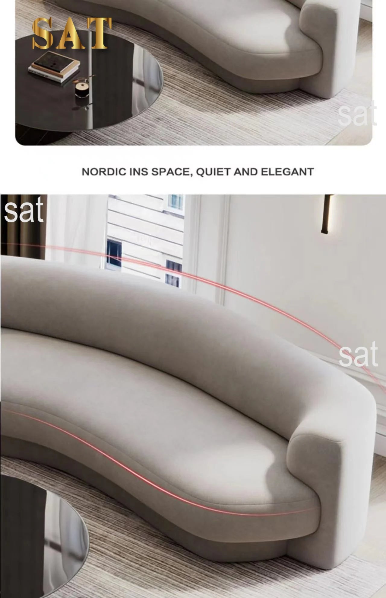 Fabric Living Room Sofas European Beige Italian Curved Luxury Couch Double Modern Designer Divano Soggiorno Home Furniture