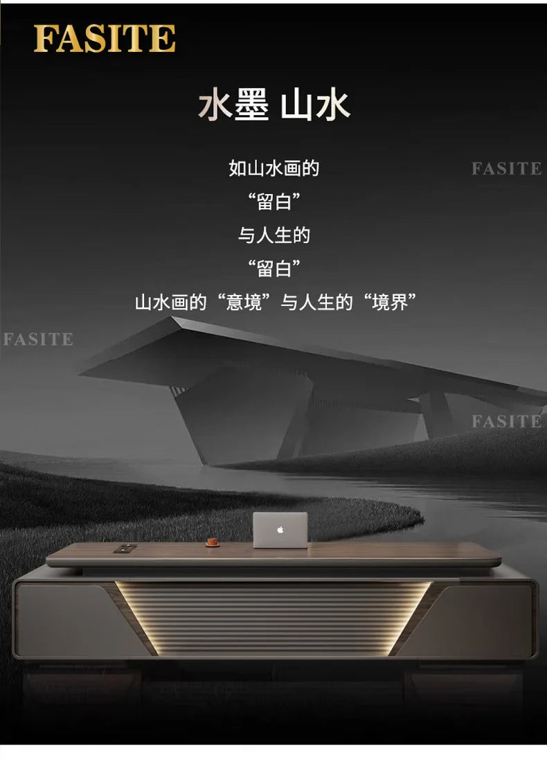 Modern boss desk light luxury high-end paint desktop large desk simple president table manager table and chair combination