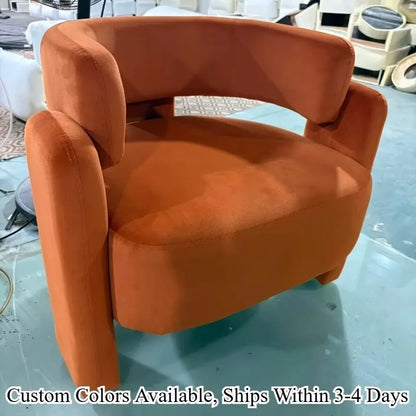 72×65×70cm Light Luxury Frosted Velvet Single Sofa Curved Design Solid Wood Frame Living Room Bedroom Comfort Leisure Chair